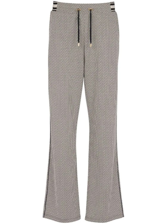 Shop Balmain White/black Monogrammed Mini Pants In Grey