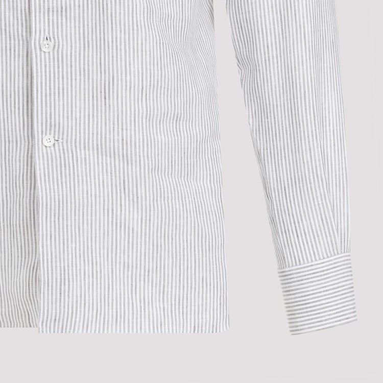 Shop Zegna Dark Grey Linen Oasi Shirt In White