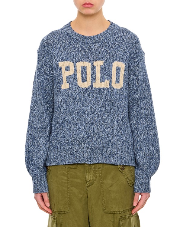 Shop Polo Ralph Lauren Cotton Wool Logo Pullover In Blue