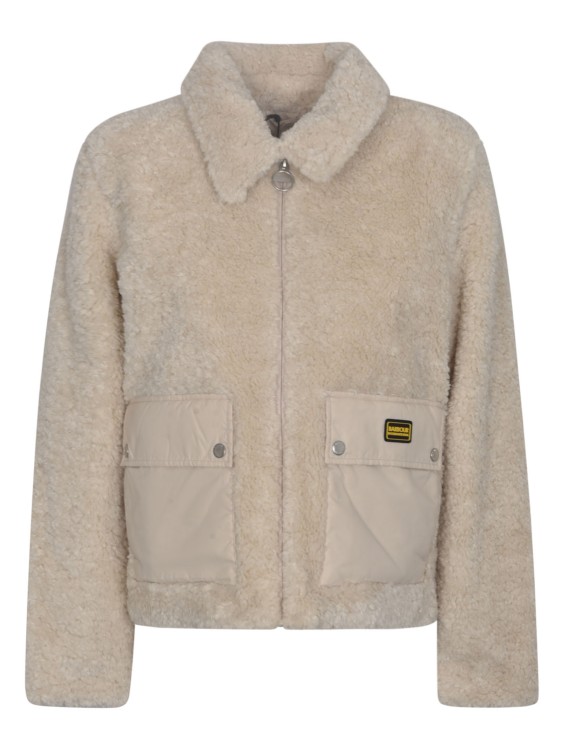 Barbour Logo-patch Faux-shearling Jacket In Neutrals