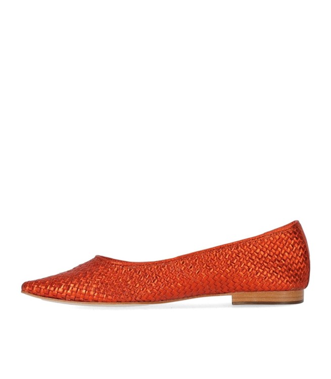 Shop Strategia Liya Orange Ballet Flat Shoe In Red