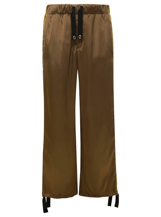 Shop Versace Brown Jogger Pants With Drawstring And Barocco Bands In Viscose