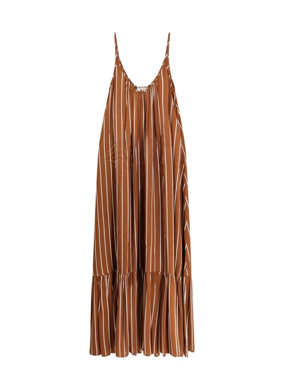 Shop Semi-couture Viscose Dress With Striped Motif In Brown