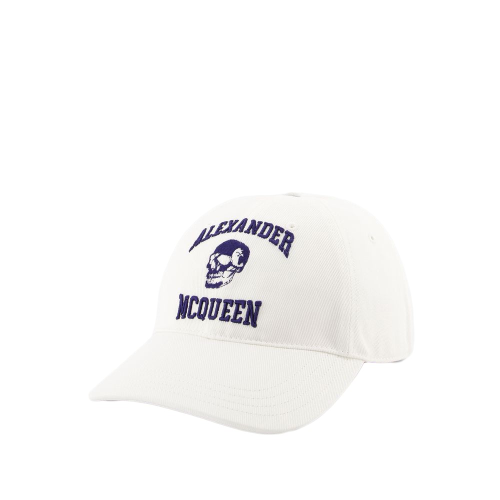 Alexander Mcqueen Embroidered-motif Cotton Cap In White