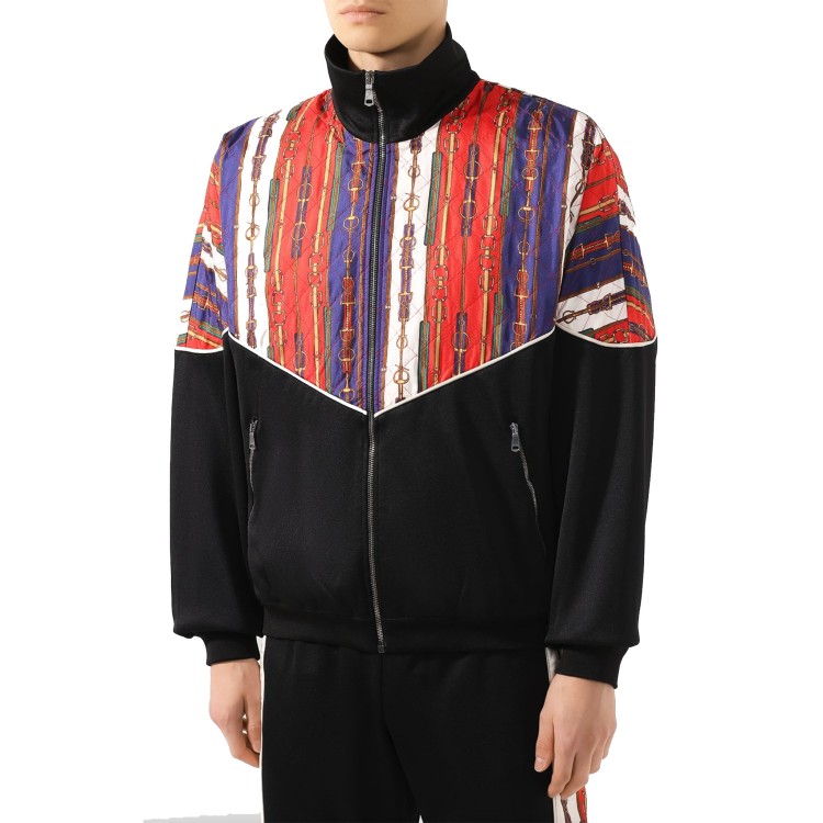 Shop Gucci Flower Print Silk Bomber Jacket In Black