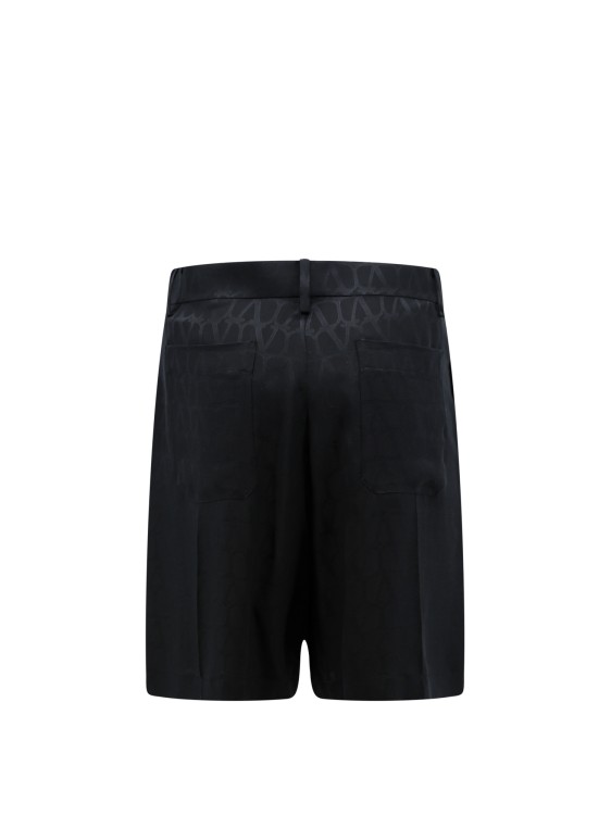 Shop Valentino Silk Bermuda Shorts With Toile Iconographe Motif In Black