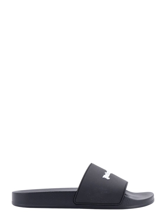 Palm Angels Rubber Sandals With Essential Logo Detail In Black