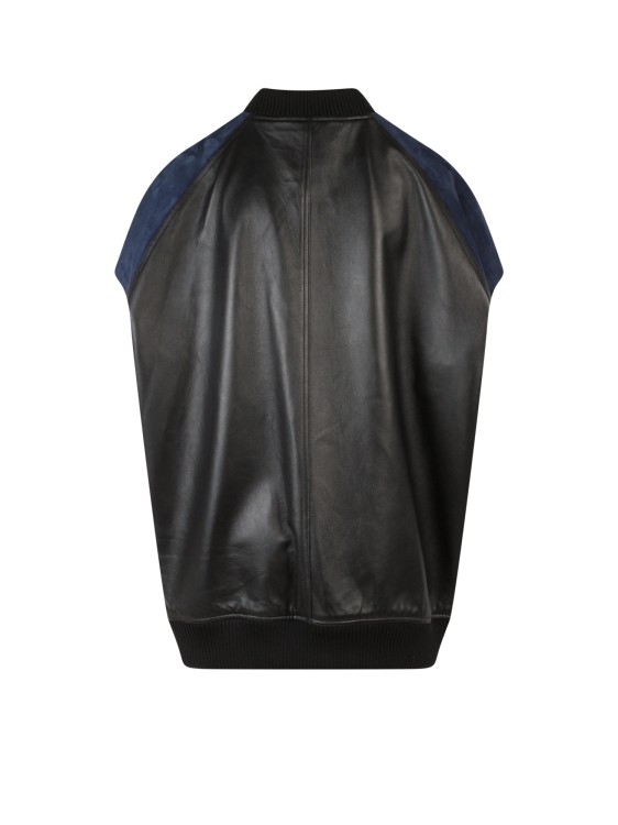 Shop Dsquared2 Leather Sleeveless Oversize Jacket In Black