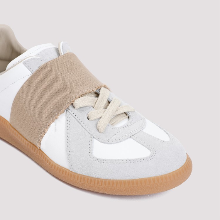 Shop Maison Margiela White Calf Leather Replica Elastic Band Sneakers In Neutrals