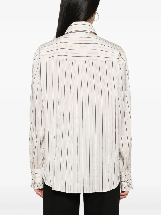 Shop Stella Mccartney Beige Striped Ruffled Shirt In White