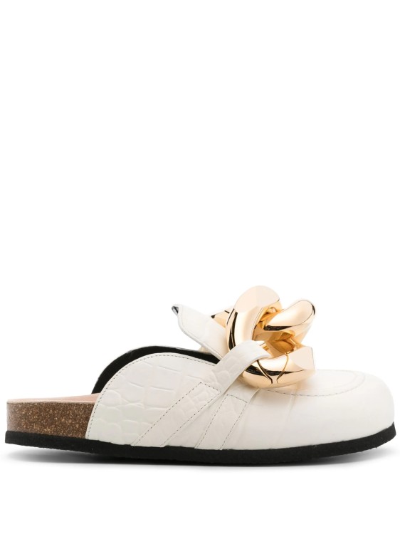 JW ANDERSON WHITE CHAIN DETAIL SLIPPERS