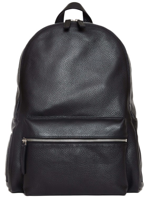 ORCIANI BLACK HAMMERED LEATHER BACKPACK