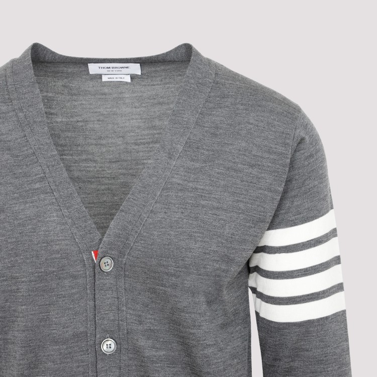 Shop Thom Browne Medium Gray Wool Buttoned Cardigan In Grey