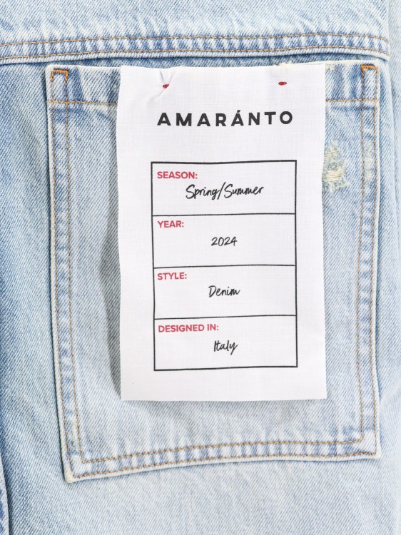 Shop Amaranto Denim Shirt With Logoed Label In White