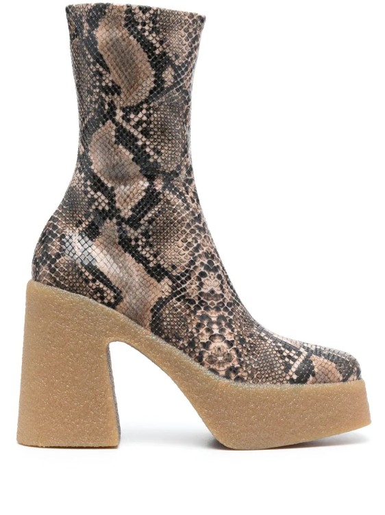Shop Stella Mccartney Multicolored Python Print Ankle Boots In Neutrals