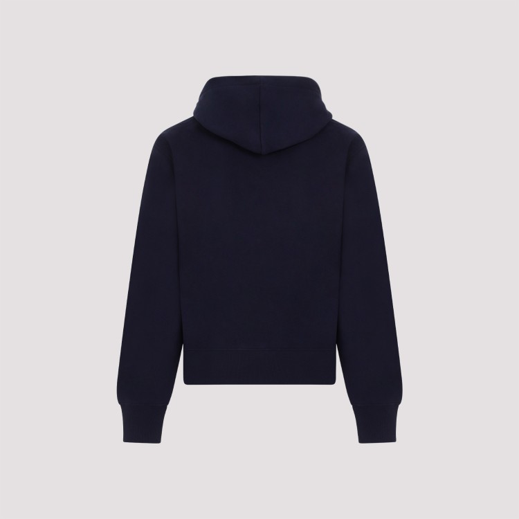 Saint Laurent Navy Blue Marine Cotton Hoodie In Blue