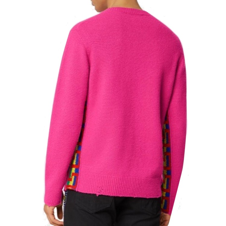 Shop Versace Pink Greca Wool Sweater