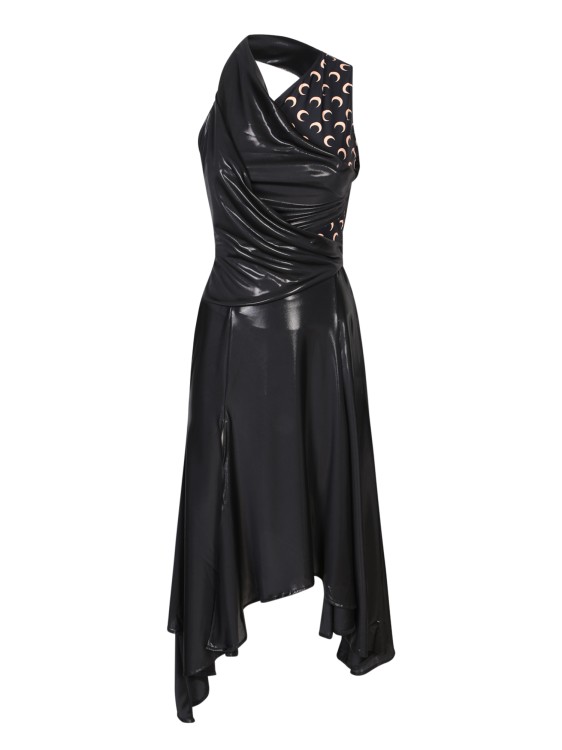 Shop Marine Serre Sleeveless Dress With Crescent Moon Cut-out Detail On Shoulder. In Black