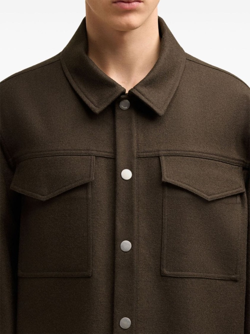 Ami Alexandre Mattiussi New Wool Button-down Coat Shirt In Black