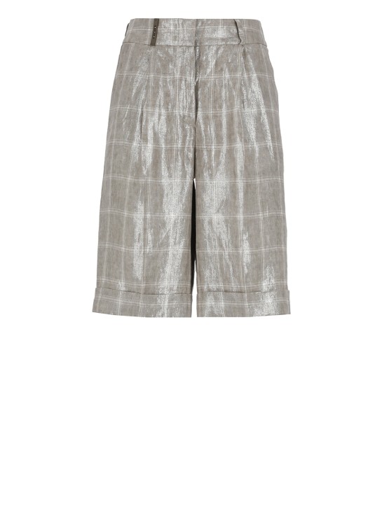 Shop Peserico Grey Linen Shorts