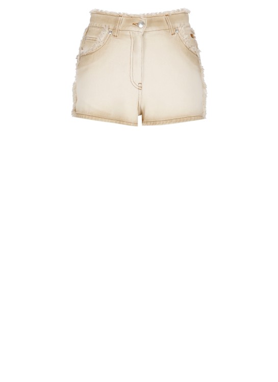 Shop Msgm Cotton Shorts In Neutrals