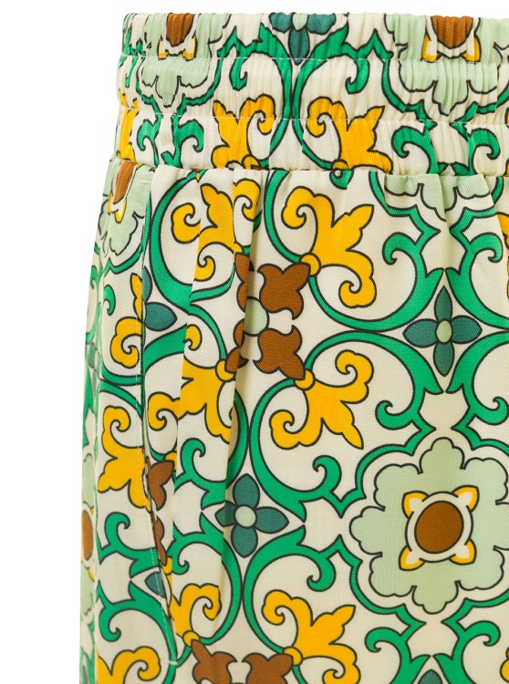 Shop Drôle De Monsieur Multicolor Shorts Faïence With Graphic Print All-over In Viscose In Green