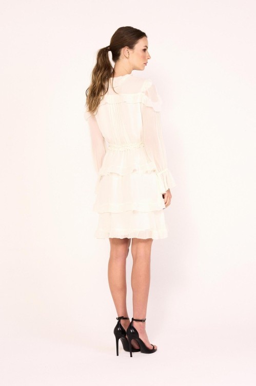 Shop Coolrated Cr21 Mini Ruffles Dress Off In White