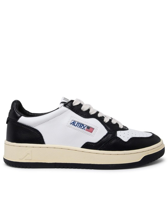 Autry Low-top Sneakers With Textured And Smooth Leather Design In White