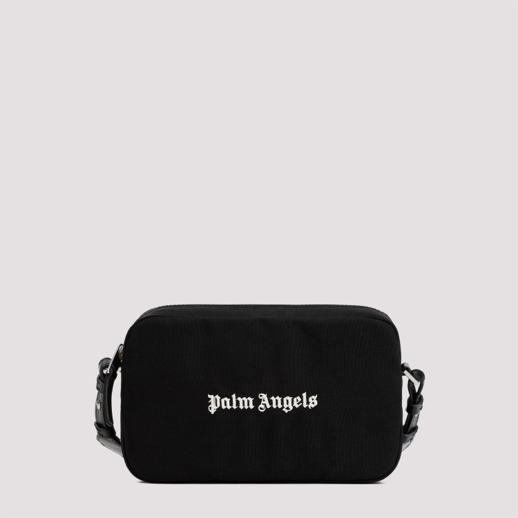 Shop Palm Angels Cordura Logo Black White Polyamide Camera Bag