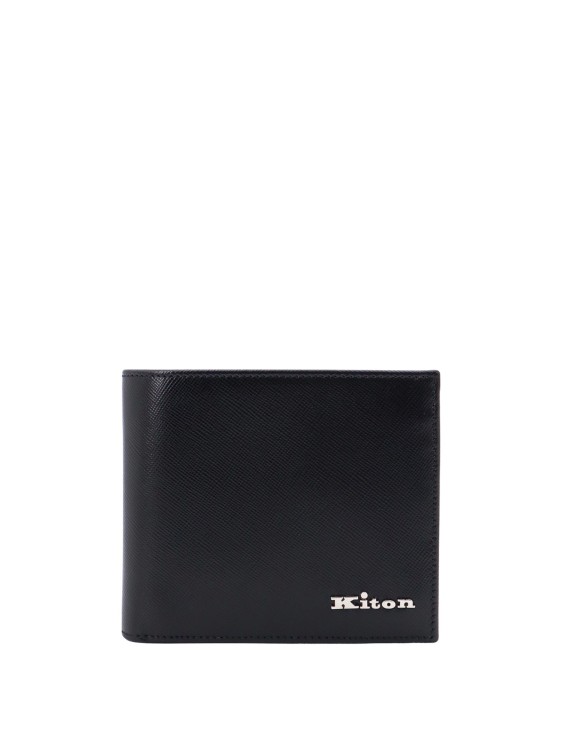 Shop Kiton Leather Wallet With Frontal Logo In Black