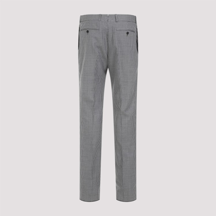 Shop Alexander Mcqueen Black White Wool Pants In Grey
