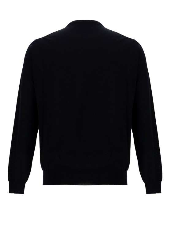 Shop Gaudenzi Blue Crewneck Sweater With Ribbed Trims In Wool In Black