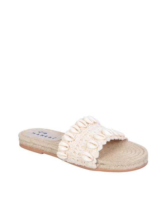 Shop Manebi Cowrie Shell Flat Sandals In Neutrals