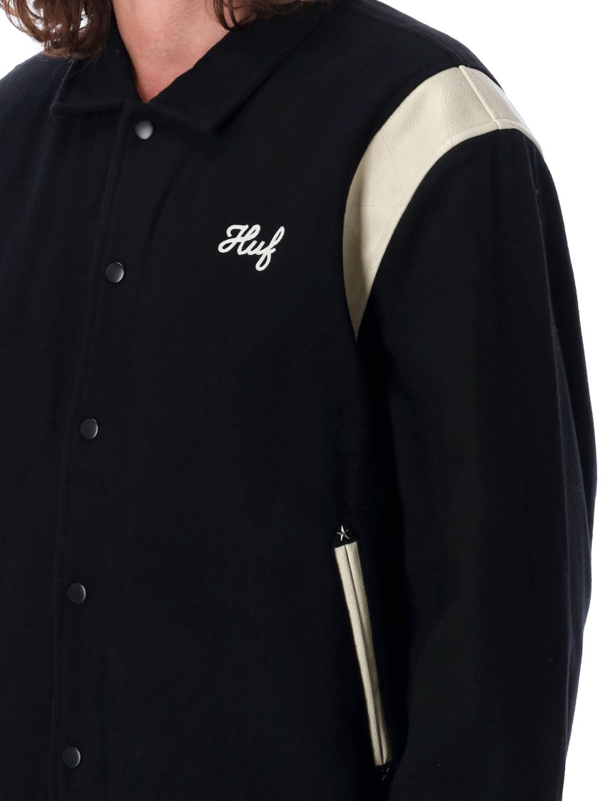 Huf Varsity Bomber Jacket In Black