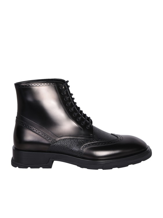 Alexander Mcqueen Black Lace-up Boots In Black