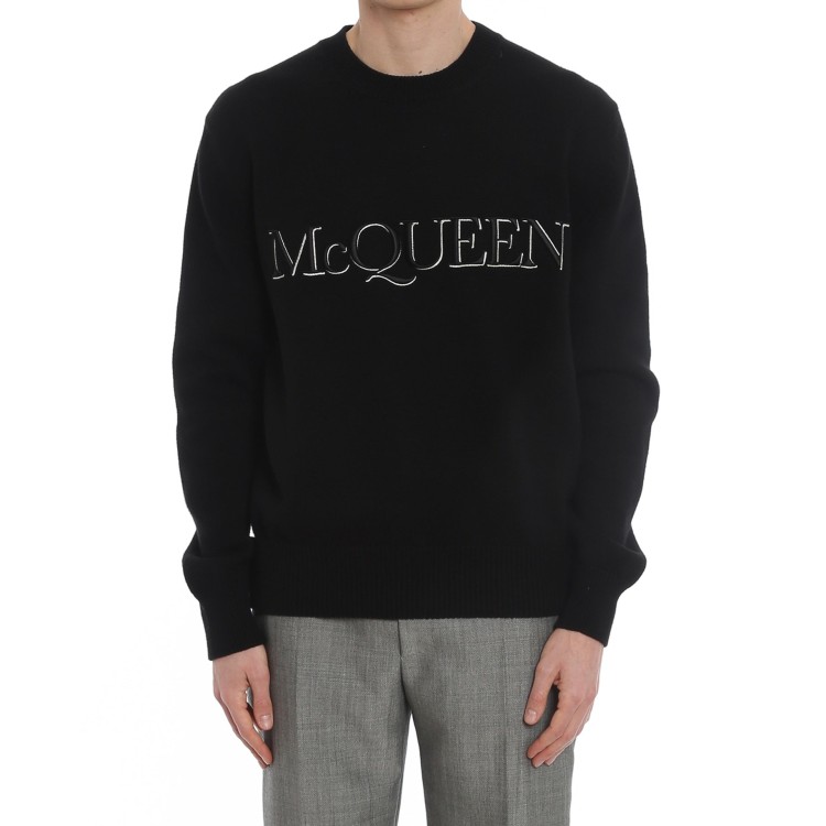 Shop Alexander Mcqueen Cotton Logo Sweaters In Black
