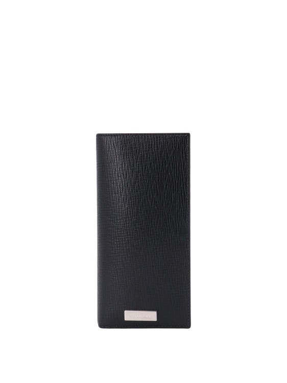 Ferragamo Metal Logoed Plaque Leather Wallet In Black