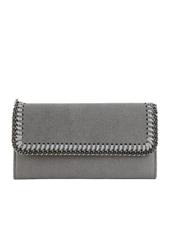 Stella Mccartney Faux Leather Falabella Wallet In Grey