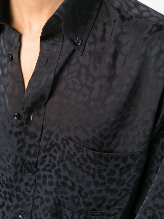 Shop Tom Ford Black Leopard Jacquard Shirt