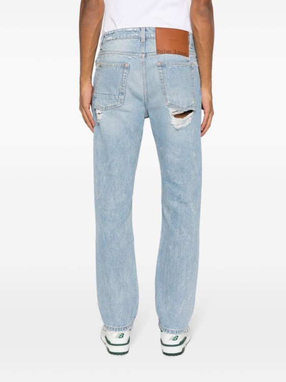 Shop Palm Angels Blue Tapered Denim Pants In Grey