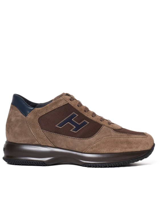 Hogan Brown Suede And Technical Fabric Interactive Sneakers