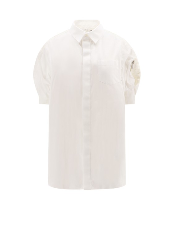 Shop Sacai Oversize Shirt With Balloon Sleeve In White