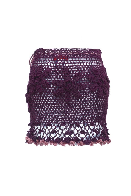 Shop Andreeva Violet Handmade Crochet Mini Skirt In Purple
