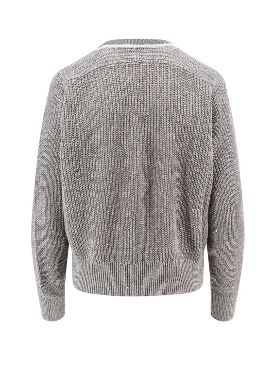 Shop Brunello Cucinelli Linen Blend Sweater With Sequins In Grey