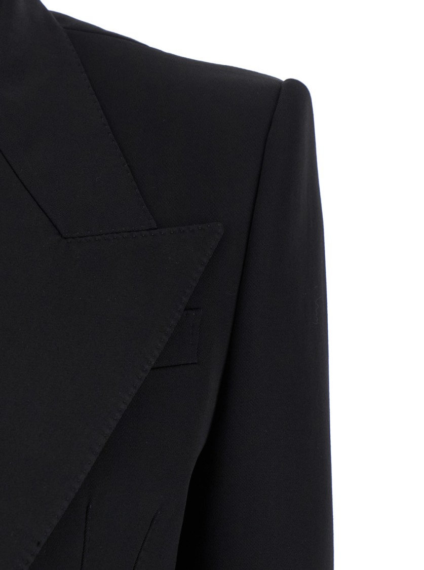 Shop Dolce & Gabbana Spencer' Black Single-breasted Cropped Jacket With Peak Revers In Velvet