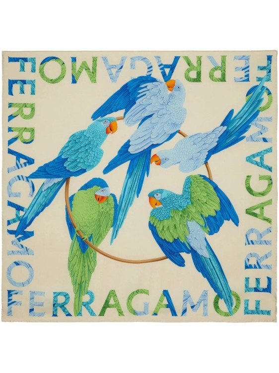 Ferragamo Parrot-print Silk Scarf In Multicolor