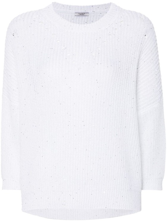 Shop Peserico Sequin-embellished Knitted Knitwear Jumper In White