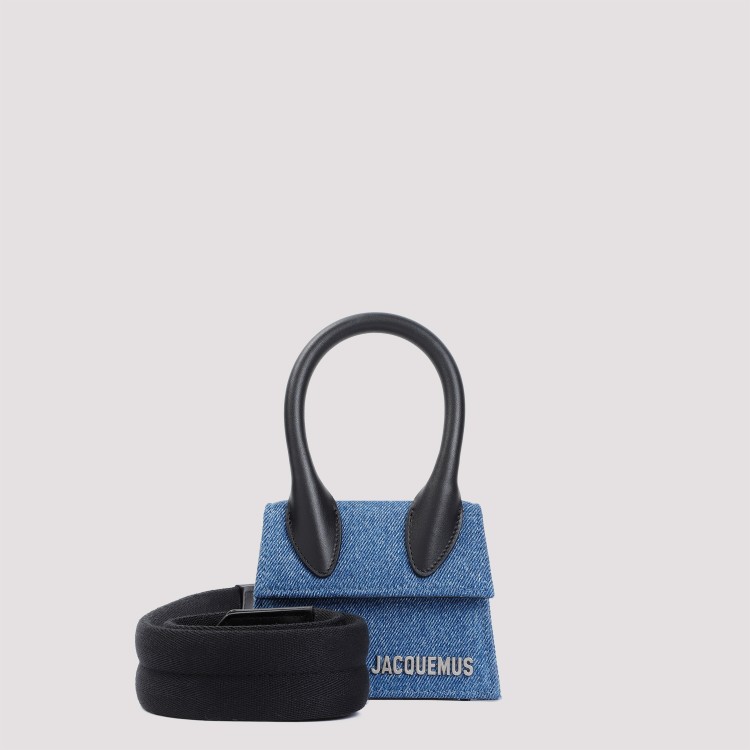 Shop Jacquemus Le Chiquito Homme Blue Cotton Handbag In Black