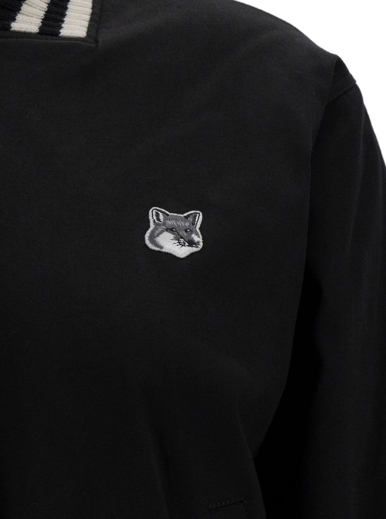 Shop Maison Kitsuné Teddy Blouson In Cotton Satin With Grey Fox Head P In Black