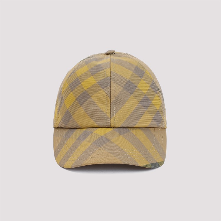 Burberry Womens Cedar Washed-check Woven Cap In Green